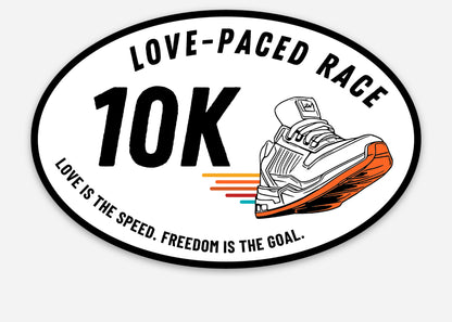 Love-Paced Race Distance Sticker- 10K